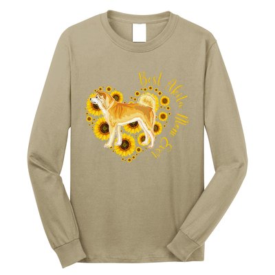 Sunflower Heart Akita Mom, Women's Day Gift Long Sleeve Shirt