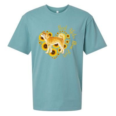 Sunflower Heart Akita Mom, Women's Day Gift Sueded Cloud Jersey T-Shirt