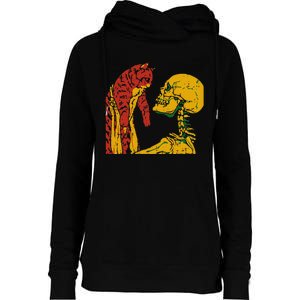 Skeleton Holding A Cat Juneteenth Black History Animal Lover Womens Funnel Neck Pullover Hood