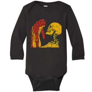 Skeleton Holding A Cat Juneteenth Black History Animal Lover Baby Long Sleeve Bodysuit