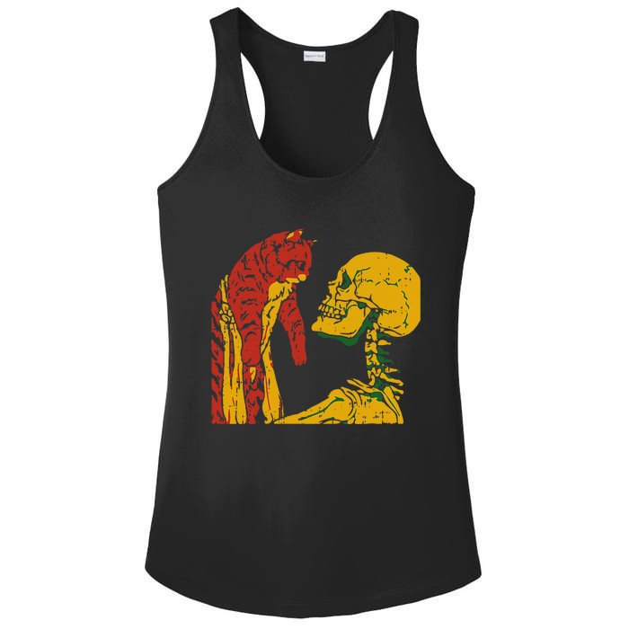 Skeleton Holding A Cat Juneteenth Black History Animal Lover Ladies PosiCharge Competitor Racerback Tank