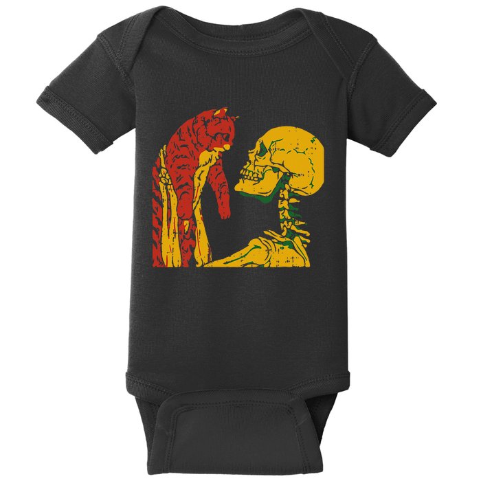 Skeleton Holding A Cat Juneteenth Black History Animal Lover Baby Bodysuit