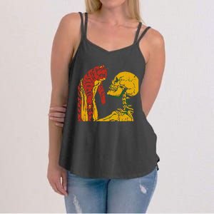 Skeleton Holding A Cat Juneteenth Black History Animal Lover Women's Strappy Tank