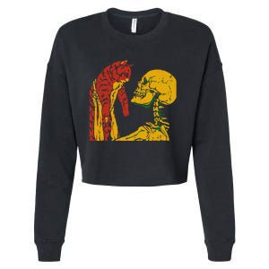 Skeleton Holding A Cat Juneteenth Black History Animal Lover Cropped Pullover Crew