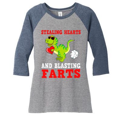 Stealing Hearts And Blasting Farts T Rex Cute Women's Tri-Blend 3/4-Sleeve Raglan Shirt