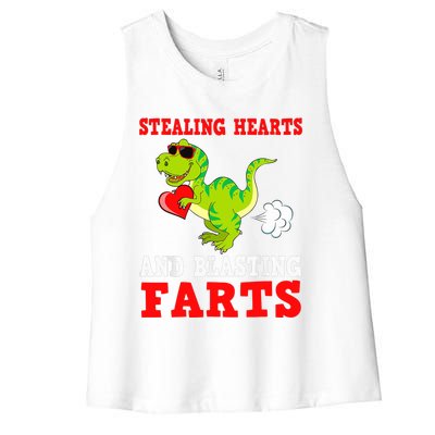 Stealing Hearts And Blasting Farts T Rex Cute Women's Racerback Cropped Tank