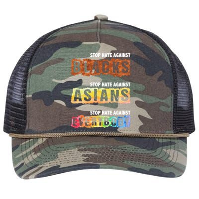 Stop Hate Against Blacks Against Asians And Everybody Gift Retro Rope Trucker Hat Cap