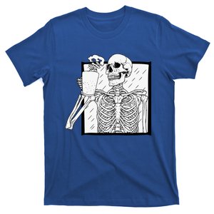 Skeleton Holding A Coffee Cup Crazy Funny Humor Graphic Great Gift T-Shirt