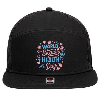 Sexual Health Awareness Sexuality Sex Education 7 Panel Mesh Trucker Snapback Hat