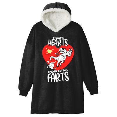 Stealing Hearts And Blasting Farts Funny Quote Dino Hooded Wearable Blanket