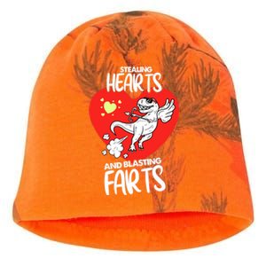 Stealing Hearts And Blasting Farts Funny Quote Dino Kati - Camo Knit Beanie