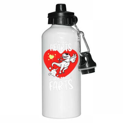 Stealing Hearts And Blasting Farts Funny Quote Dino Aluminum Water Bottle 