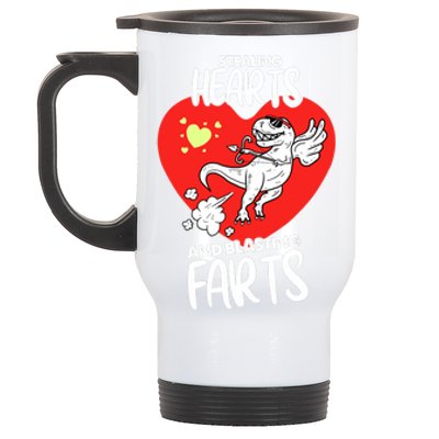 Stealing Hearts And Blasting Farts Funny Quote Dino Stainless Steel Travel Mug