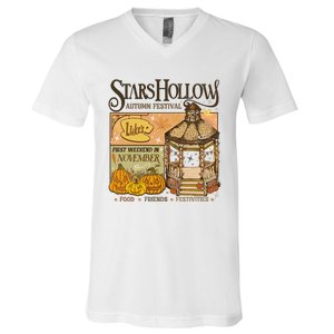 Stars Hollow Autumn Festival Food Friends Festivities V-Neck T-Shirt