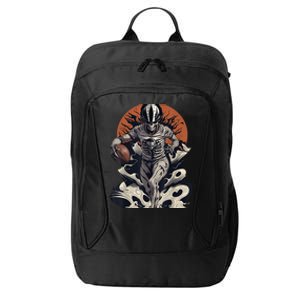 Skeleton Holding American Football Halloween City Backpack