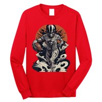 Skeleton Holding American Football Halloween Long Sleeve Shirt