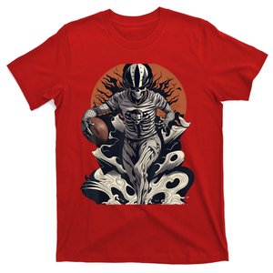 Skeleton Holding American Football Halloween T-Shirt