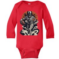 Skeleton Holding American Football Halloween Baby Long Sleeve Bodysuit