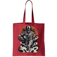 Skeleton Holding American Football Halloween Tote Bag