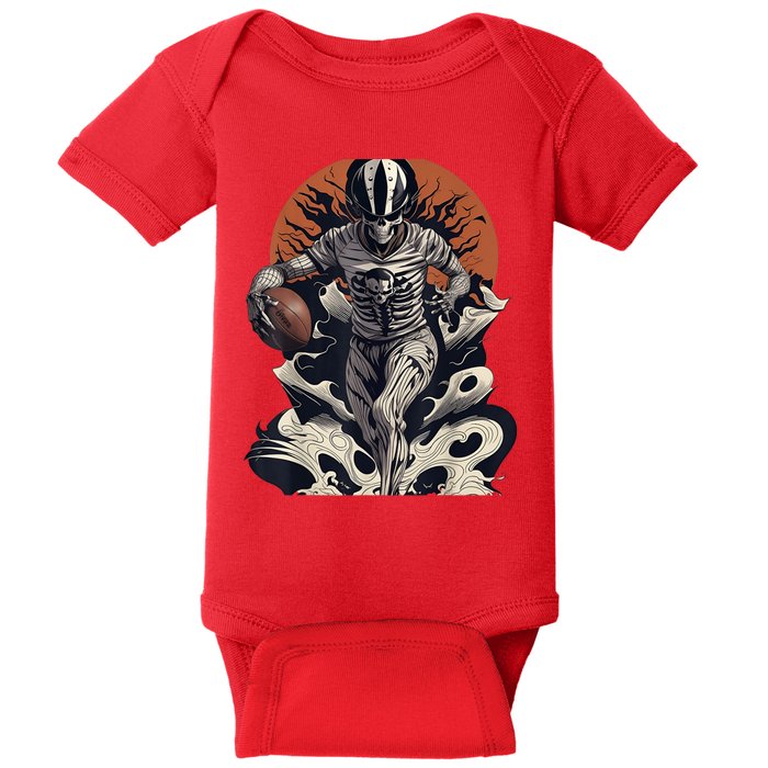 Skeleton Holding American Football Halloween Baby Bodysuit