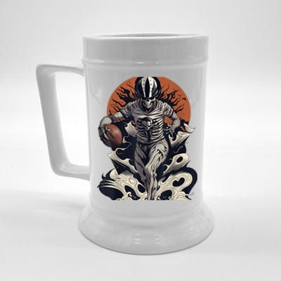 Skeleton Holding American Football Halloween Beer Stein