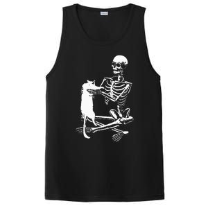 Skeleton Holding A Cat Lazy Halloween Costume Skull PosiCharge Competitor Tank