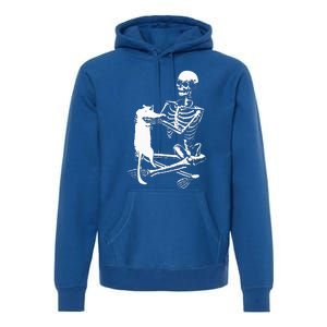 Skeleton Holding A Cat Lazy Halloween Costume Skull Premium Hoodie