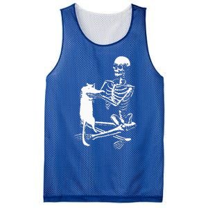 Skeleton Holding A Cat Lazy Halloween Costume Skull Mesh Reversible Basketball Jersey Tank