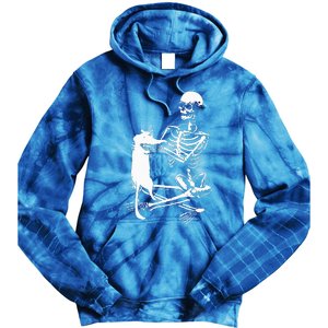 Skeleton Holding A Cat Lazy Halloween Costume Skull Tie Dye Hoodie