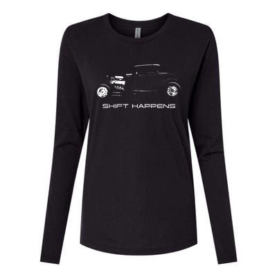 Shift Happens Automotive Nostalgia Vintage Hotrod Car Womens Cotton Relaxed Long Sleeve T-Shirt