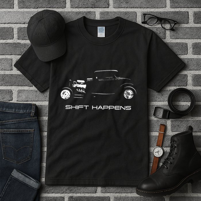 Shift Happens Automotive Nostalgia Vintage Hotrod Car Tall T-Shirt