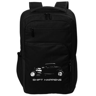 Shift Happens Automotive Nostalgia Vintage Hotrod Car Impact Tech Backpack