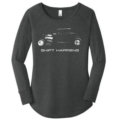 Shift Happens Automotive Nostalgia Vintage Hotrod Car Women's Perfect Tri Tunic Long Sleeve Shirt