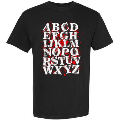 Spooky Halloween Alphabet Letters Garment-Dyed Heavyweight T-Shirt