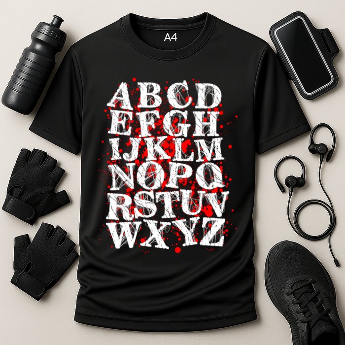 Spooky Halloween Alphabet Letters Cooling Performance Crew T-Shirt