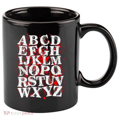 Spooky Halloween Alphabet Letters 11oz C Handle Ceramic Mug