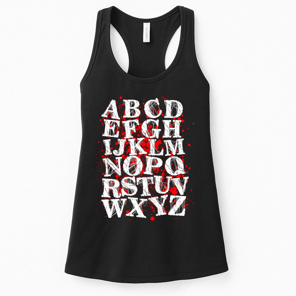 Spooky Halloween Alphabet Letters Womens Tank Top