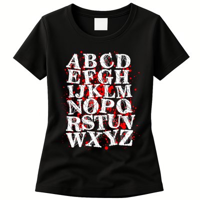 Spooky Halloween Alphabet Letters Womens T-Shirt