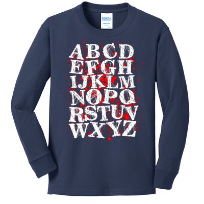 Spooky Halloween Alphabet Letters Kids Long Sleeve Shirt