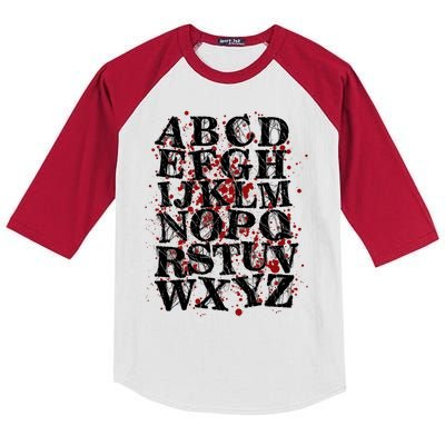 Spooky Halloween Alphabet Letters Kids Colorblock Raglan Jersey