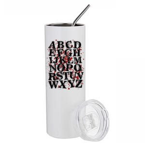 Spooky Halloween Alphabet Letters Stainless Steel Tumbler