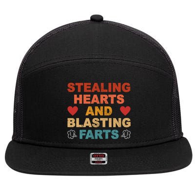 Stealing Hearts And Blasting Farts Funny Valentines Day 7 Panel Mesh Trucker Snapback Hat