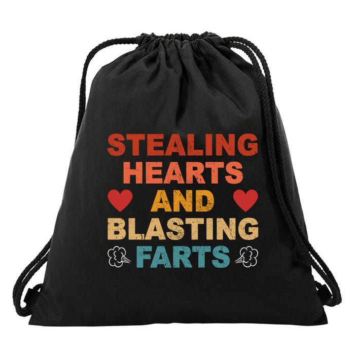 Stealing Hearts And Blasting Farts Funny Valentines Day Drawstring Bag