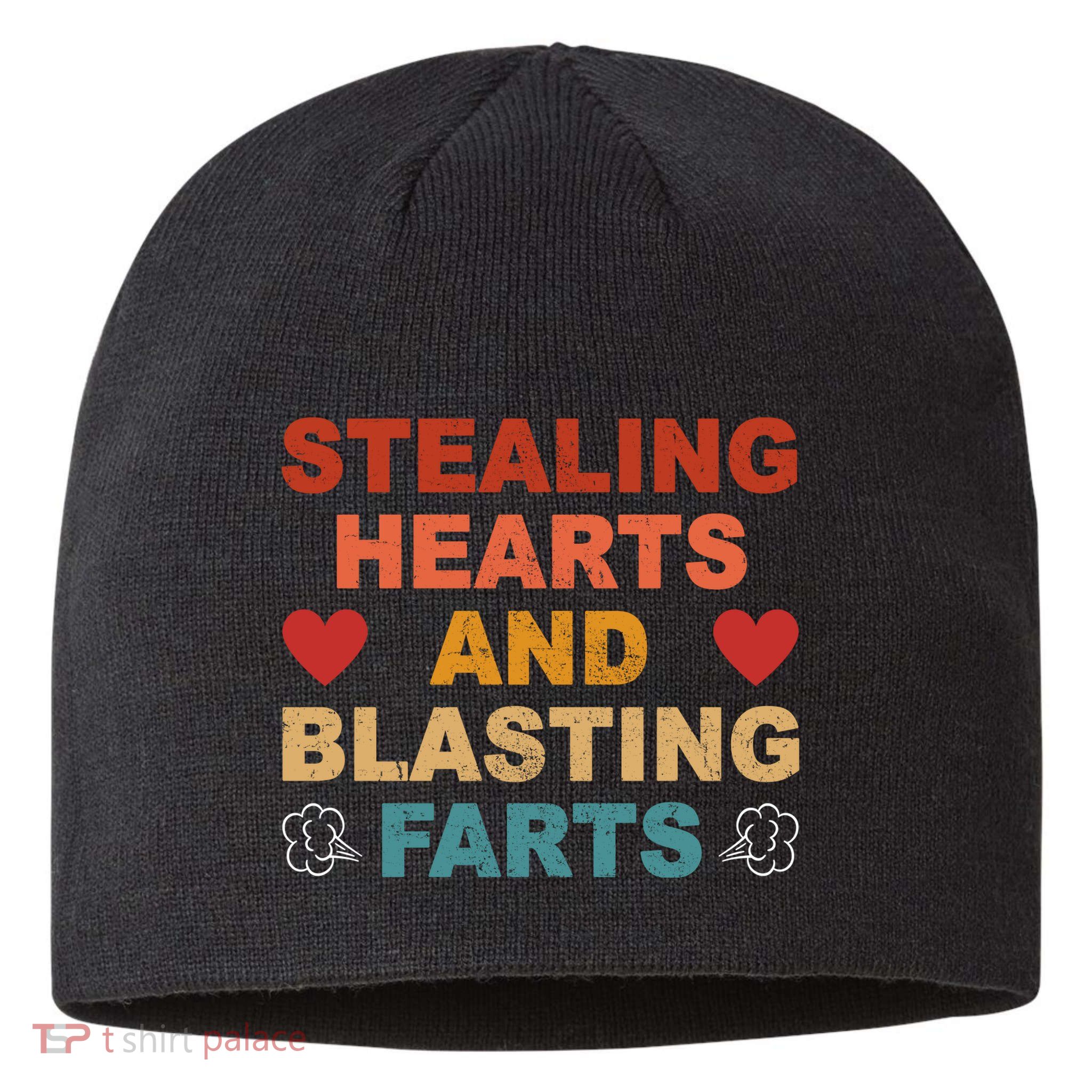 Stealing Hearts And Blasting Farts Funny Valentines Day Sustainable Beanie