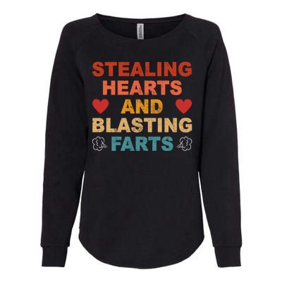 Stealing Hearts And Blasting Farts Funny Valentines Day Womens California Wash Sweatshirt