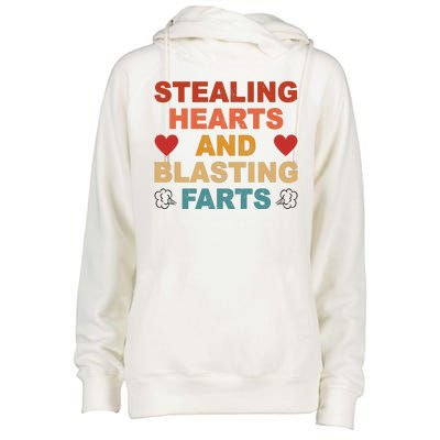 Stealing Hearts And Blasting Farts Funny Valentines Day Womens Funnel Neck Pullover Hood