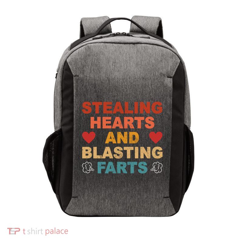 Stealing Hearts And Blasting Farts Funny Valentines Day Vector Backpack