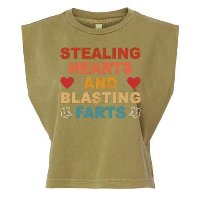 Stealing Hearts And Blasting Farts Funny Valentines Day Garment-Dyed Women's Muscle Tee