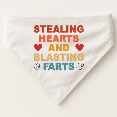 Stealing Hearts And Blasting Farts Funny Valentines Day USA-Made Doggie Bandana