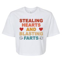 Stealing Hearts And Blasting Farts Funny Valentines Day Bella+Canvas Jersey Crop Tee